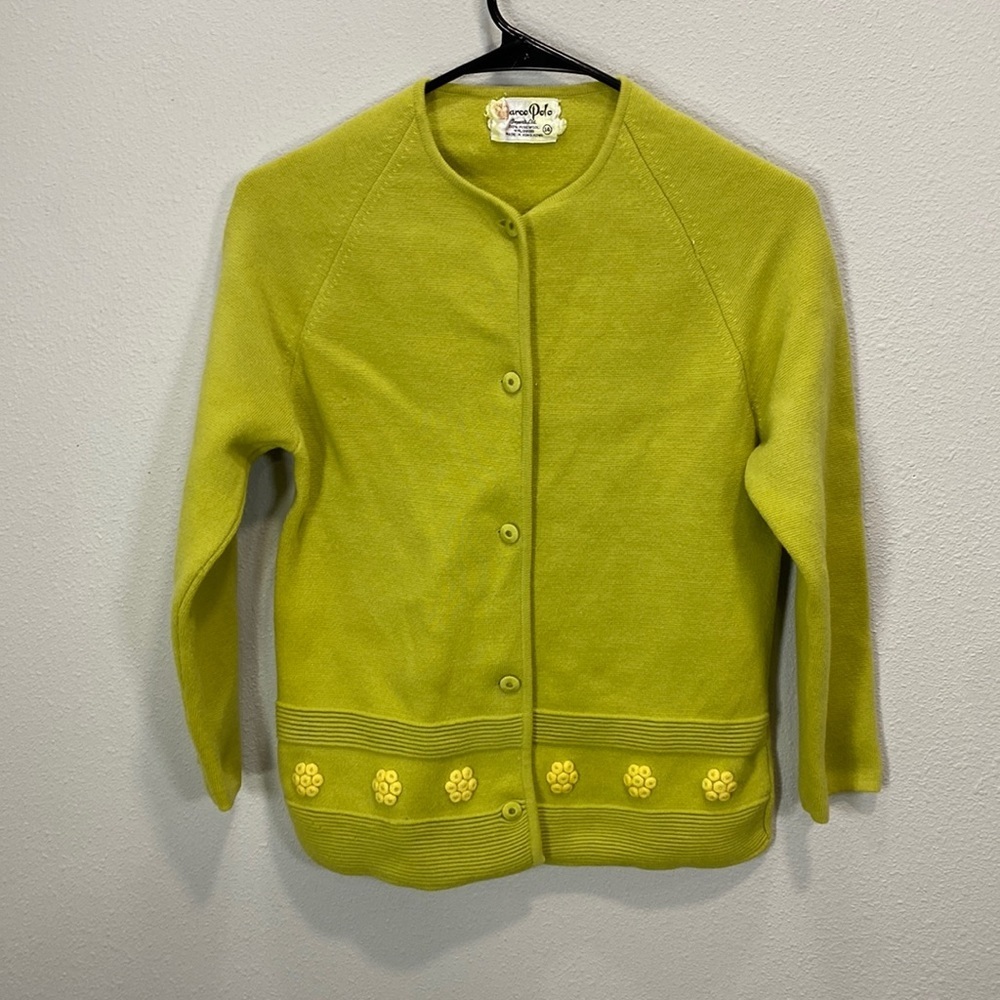 Marco Polo vintage bright green cardigan‎ sweater